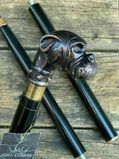 CLASSIC STYLE DOG HEAD HANDLE VINTAGE FINISH WALKING STICK CANE