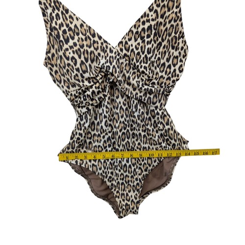 Tommy Bahama Cats Meow One Piece Swimsuit Womens Tan Leopard Print Sz 8 - Picture 8 of 11