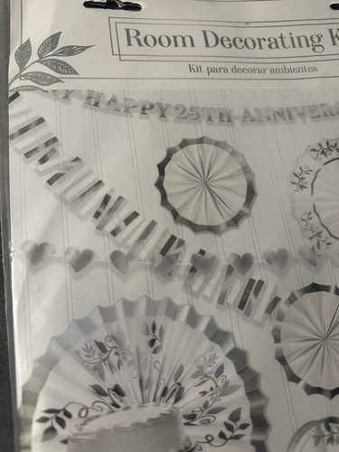 25th Anniversary Party Decorations Kit Silver White Wedding Vow Renewal - Picture 3 of 5