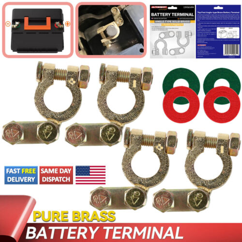 4x Positive & Negative Clamp Battery Connection Top Post Terminal Wire Washers