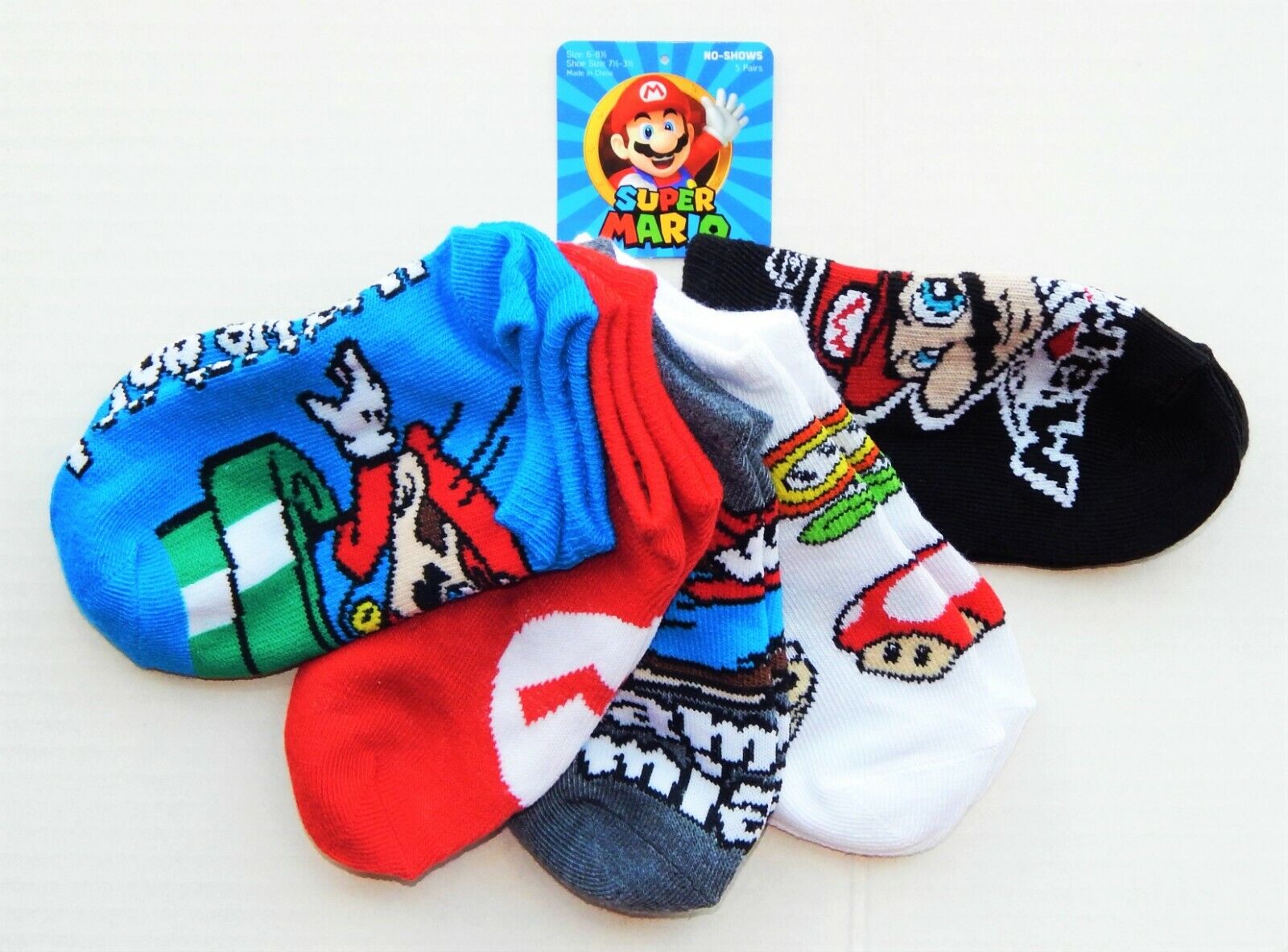 Nintendo Super Mario - NoShow Men's Socks - Size 6 1/2-12 - 3