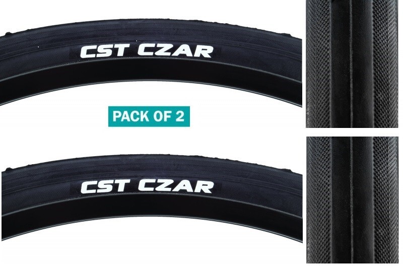 Pack of 2 Cst Premium Czar 700x23 Wire TPI 27 PSI 120 Black Road Tire