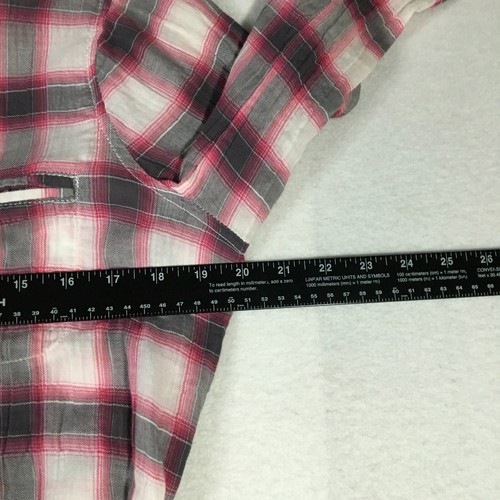 C&C California Womens Blouse Sz M Red White Black Plaid Button Pockets NWOT - Picture 5 of 8