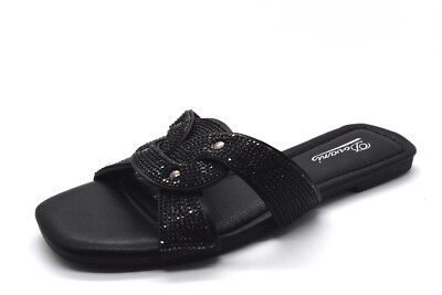 Flache Damen-Slipper Diamanten Party Hochzeit Urlaub Strand Sandalen