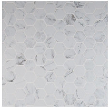 MSI Pietra Carrara hexagonal 12,5 pulgadas x 12,5 pulgadas. Hoja de azulejos de pared de porcelana mate