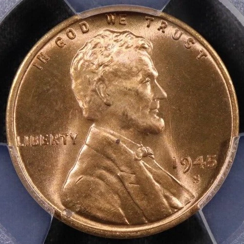 1945-S 1C RD Lincoln Wheat Penny  PCGS MS66 RD Very Nice Coin .