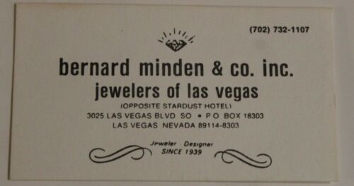 Bernard Minden & Company Vintage Business Card Las Vegas Nevada bc5