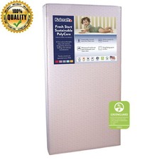 Crib Toddler Mattress Sustainable Fiber Foam Waterproof Lightweight Clean Easily