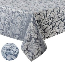 Tektrum 60"X102" Rectangular Damask Tablecloth-Waterproof/Stain Resistant -Blue