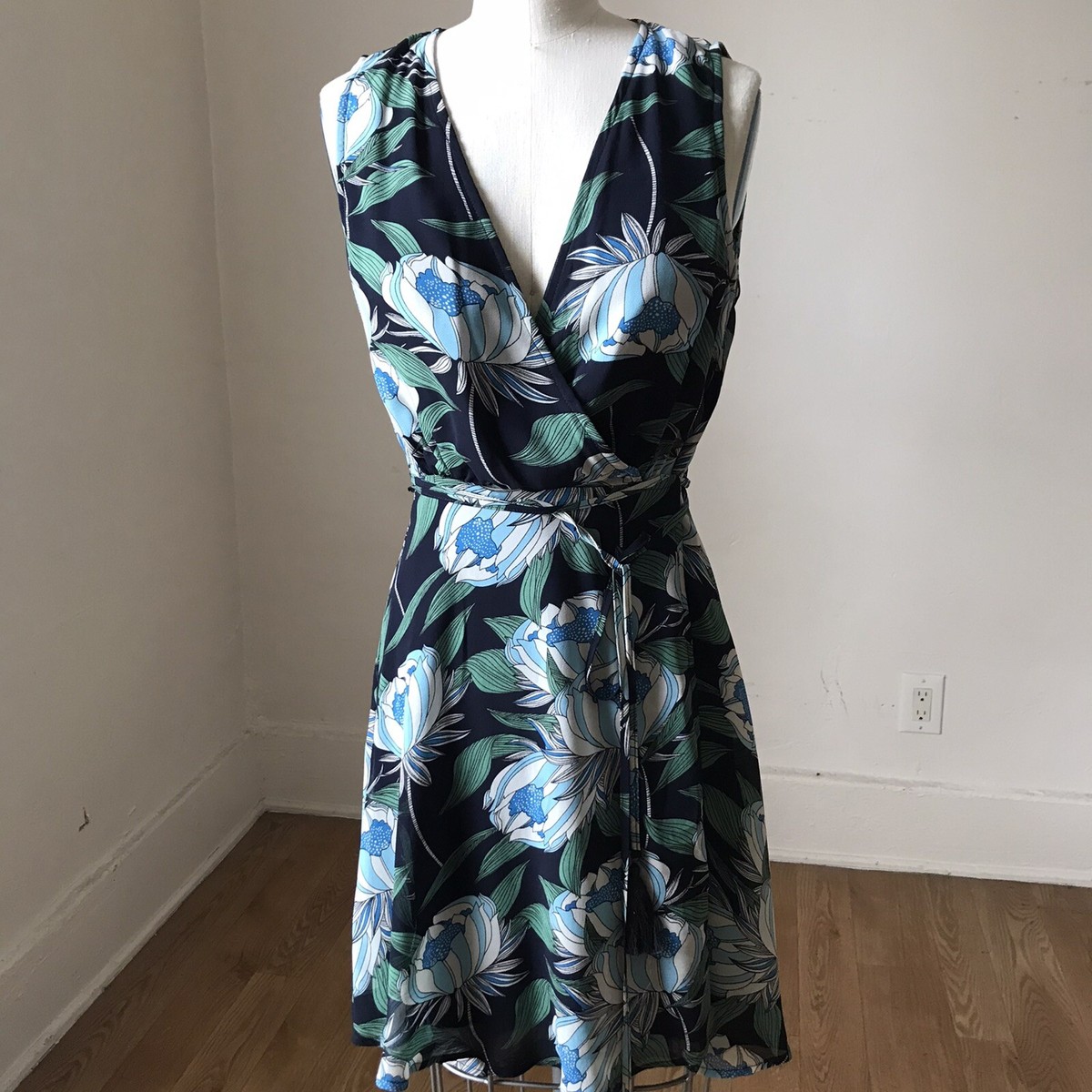 aakaa blue floral dress AAKAA Women's/Junior's Blue Floral Maxi Dress SZ S On/Off Shoulder Slit