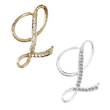 Letter Brooch Pins, Alloy Lapel Pin Gold and Silver for Women, Girls, Men L