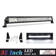 TRI Row 32"INCH 3500W LED Work LIGHT BAR Spot Flood Offroad Truck SUV ATV 34"