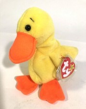 TY Beanie Baby Quackers Duck 4024 Rare Tag Errors PVC Pellets Retired 1993 6"