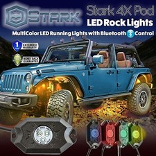 4pcs Cree Rgb Led Multi-color Offroad Rock Lights Bluetooth Music Flashing B