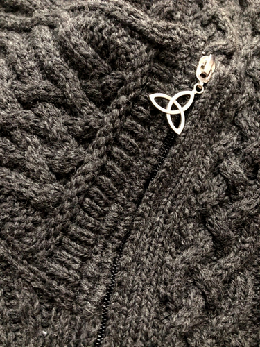 ARAN CRAFTS IRLANDA MUJER GRIS OSCURO LANA MERINO LARGO CREMALLERA JERSEY PEQUEÑO - Imagen 7 de 21