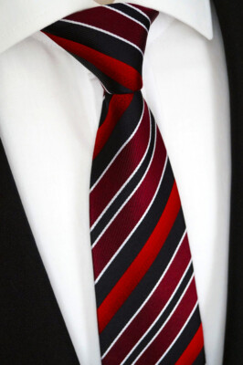 Men's Luxury Silk Tie Striped, Color Red, Black, Model No. K 87.1