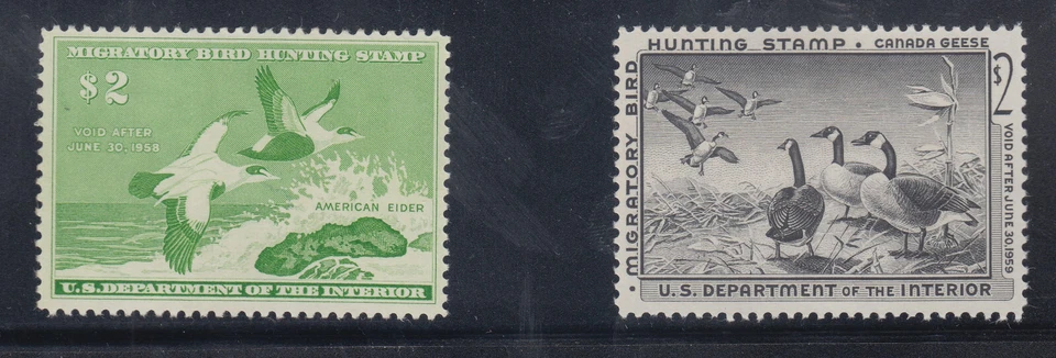 US Stamp RW19, RW23-5 $2 Duck Stamps VF to XF LH - CV $345 as NH - Image 3 of 3