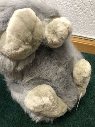 Chosun Peluche Coniglietto Imbottito Grigio Coniglio Sdraiato Peluche Fiocco 13" con Etichetta - Foto 3 di 4
