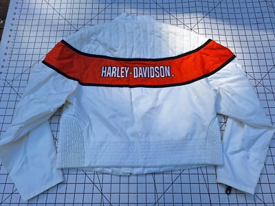 Harley-Davidson Racing Zip Jacket Large Embroidered White Orange