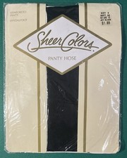 Vintage Size C Sheer Color Pantyhose Jet Black Sandal Foot