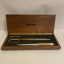 VTG Solingen Desk Set Germany Letter Opener AS Italy Scissors With Wood Case
