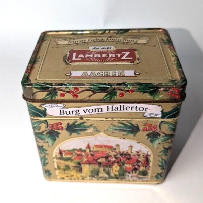Vintage Music Box Tin LAMBERTZ Germany Plays Wish you a Merry Christmas