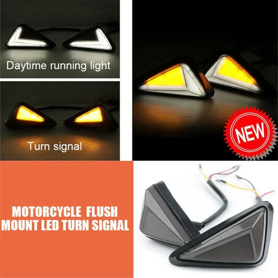 Motorcycle Turn Signal Indicator Lights Daytime Running Brake Flashing Blinker — 第 3/4 张图片