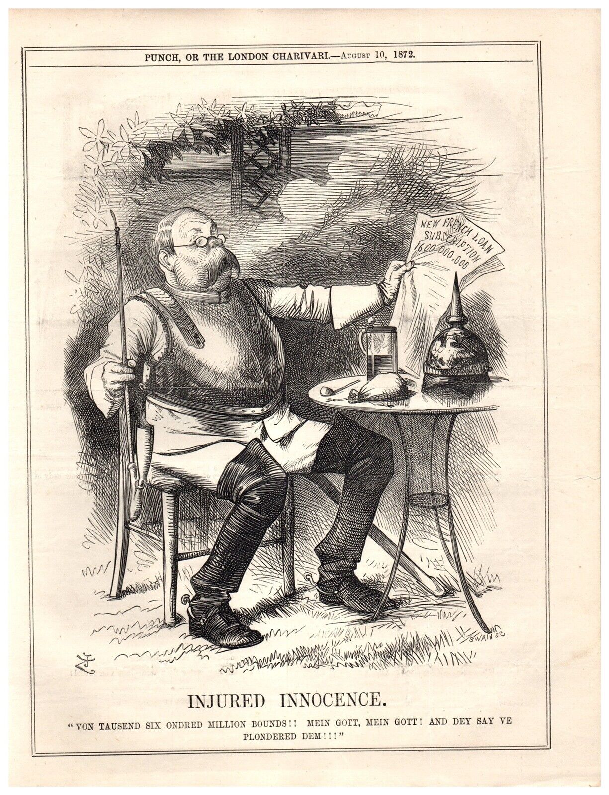 1872 Bismarck after Franco-Prussian War Political Cartoon Punch Magazine  `7P | eBay