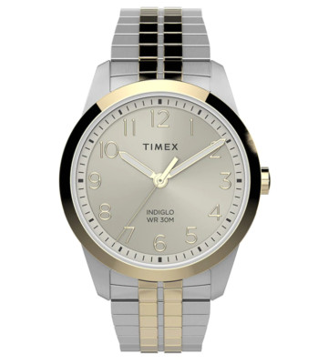 Timex Main Street Perfect Fit 3-Hand Men's Gold Dial Expansion Watch TW2V04600