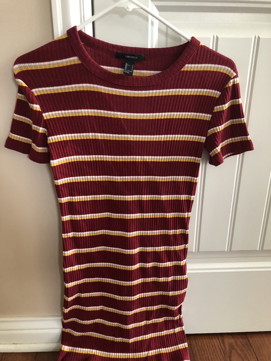 NWOT Forever 21 light weight SS knit mini dress/stripes/small