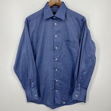 Eton Long Sleeve Button Shirt Men's Size 15.5 Blue Pocket Cotton