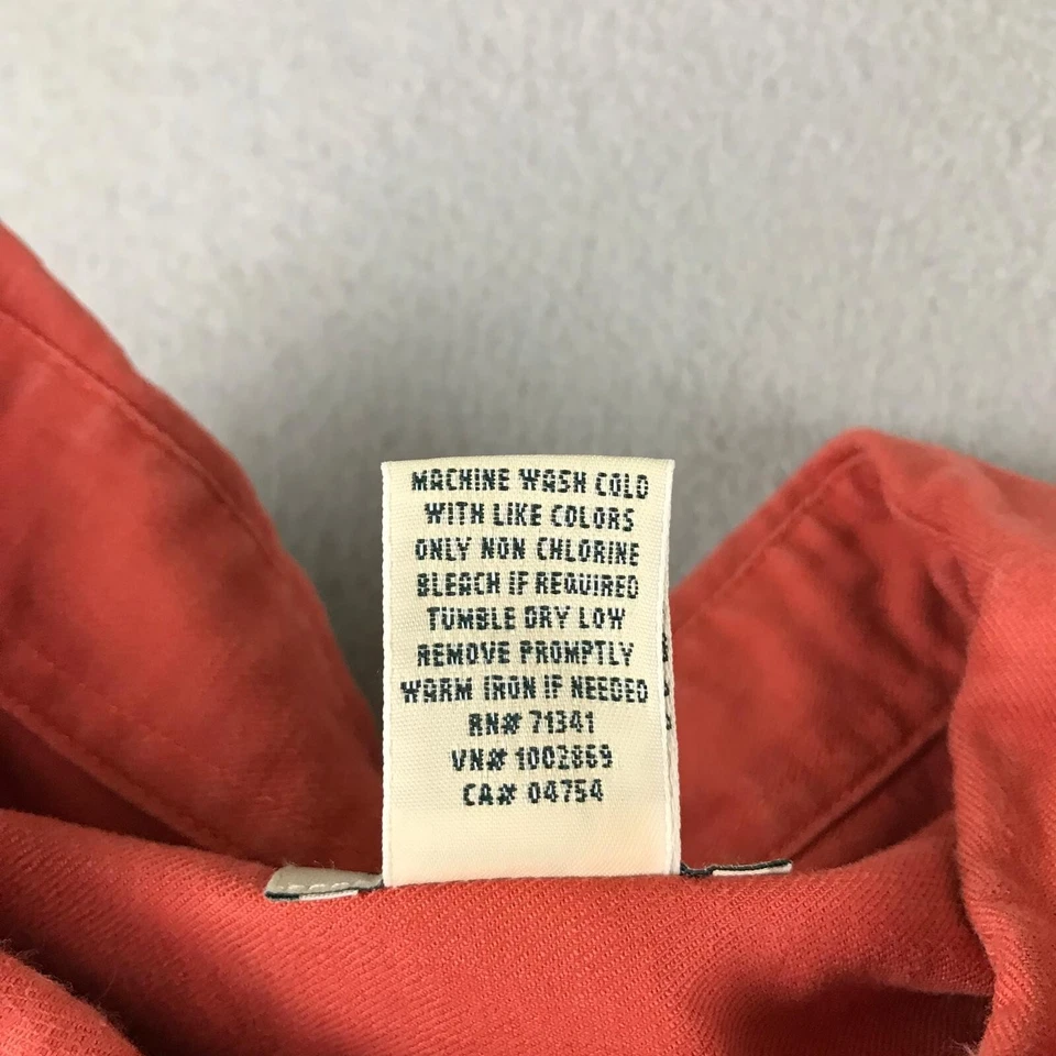 LL Bean Shirt Mens Large Regular Orange Button Up Short Sleeves Thick Cotton - Image 4 of 4