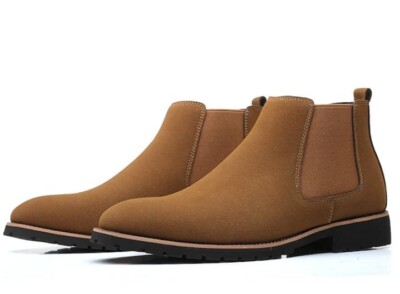 Men's Slip On Chelsea Ankle Boots Suede Leather Chukka Dress Desert Shoes Sz 46