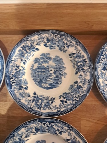 Tonquin by Alfred Meakin 6 X Soup Bowls / Plates Made Staffordshire Blue White - Picture 3 of 17