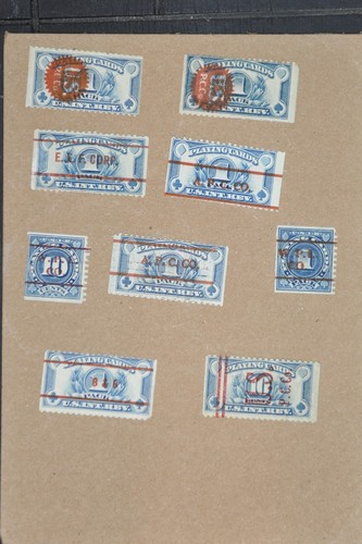 1894-1940 U.S. Revenue Playing Card Tax Stamps LOT OF 9 Precancelled