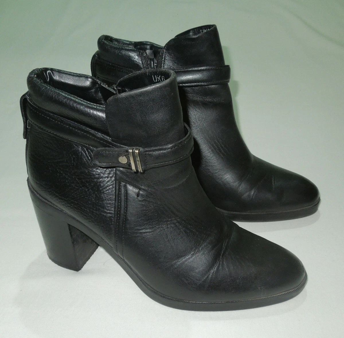 M S Insolia Womens Black Leather Ankle Boots size UK 6 EU 39.5 US