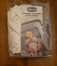 Chicco 2 Pack LULLAGO Bassinet FITTED SHEETS 1 Gray,1 print NEW Water Resistant