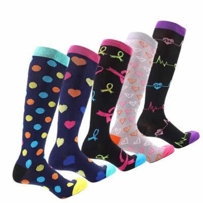 5Pairs Womens High Quality Compression Knee High Sock Medical Graduated Stocking