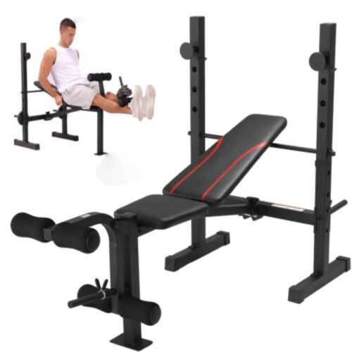 Adjustable Weight Bench Bench Press w/ Squat Rack Olympic for Home Gym Foldable - Picture 3 of 15