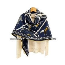 Sallys 70% Cashmere & 30% Silk Wrap Scarf Horses Print Stole Square Shawl 135cm