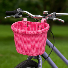 Handwoven Bicycle Basket Adjustable Leather Straps Cycling Handlebar Basket