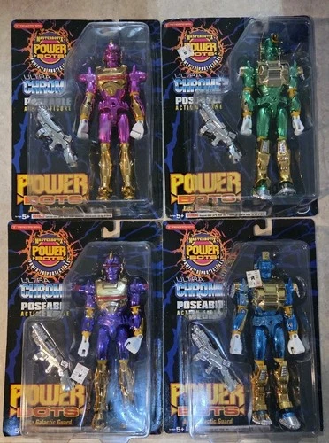 Vintage 1994 Trendmasters Masterbotix POWER BOTS Ultra Chrome Figure Set Lot 4