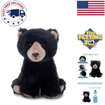 Durable Shaggy Black Bear Plushie - Perfect 6-Inch Companion for Little Ones