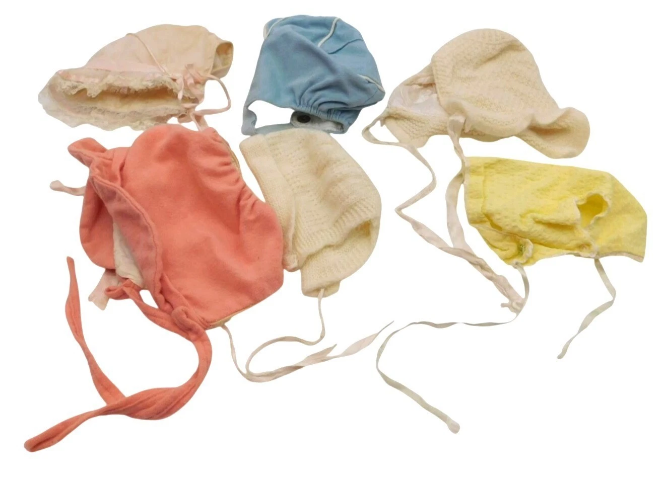 Lot of Vintage Baby Toddler Bonnets Yellow Blue White Pink
Opens in a new window or tab