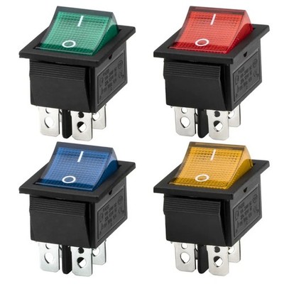 4 Stück Wippschalter, 2 polig (4pin) 16A 250VAC 28.5*21.5mm beleuchtet