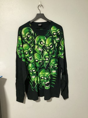 Vintage Liquid Blue Skull Pile Shirt Mens XXL Longsleeve Juicy J