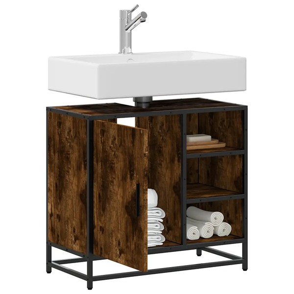 Waschbeckenunterschrank RäUchereiche Holzwerkstoff 65X33X60 Cm-image