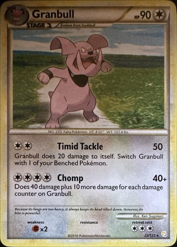 Granbull 22/123 Rare HeartGold & SoulSilver Pokemon Lightly Played