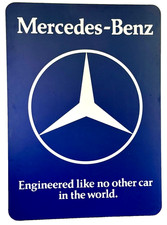 44" Original 1980s Mercedes Benz Wood Auto Car Dealer Advertising Sign Vtg Rare