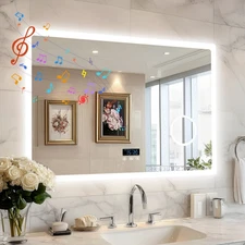Wall Bluetooth Bathroom Mirror 3X Magnifying Glass Dimmable Intelligent Display
